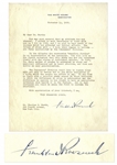 Franklin D. Roosevelt Letter Signed as President -- ...insure clean milk not only to babies but to the whole population...